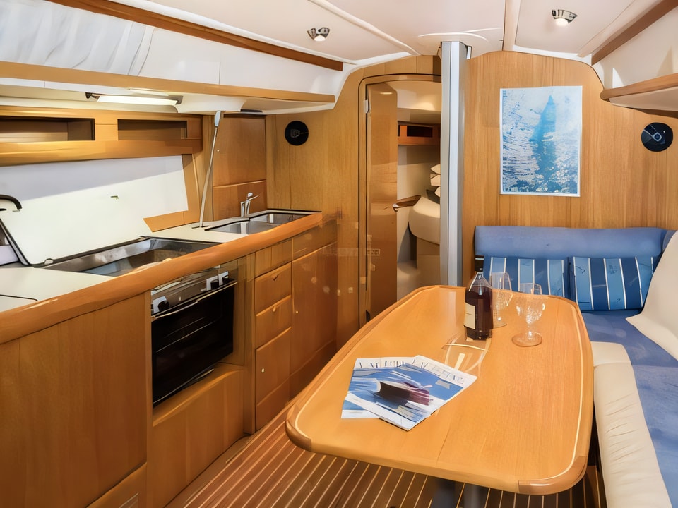 Interior of Bavaria 42 Match sail boat with 3 cabins Croatia yacht charter