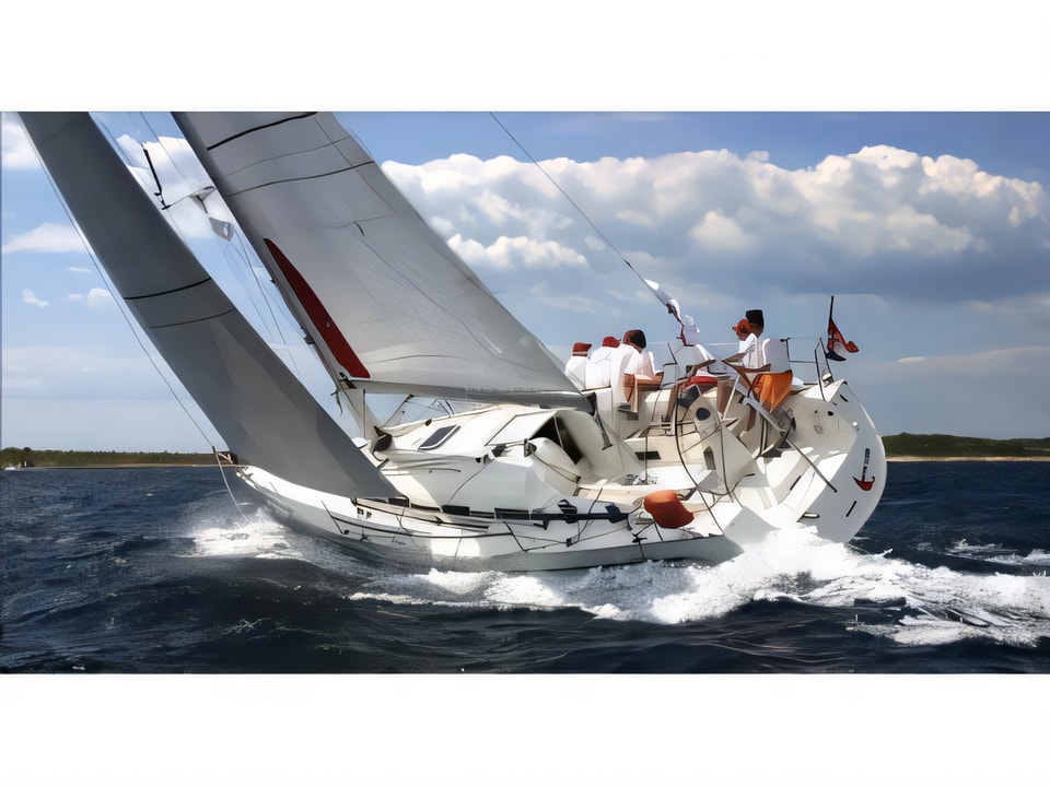 Exterior overview of Bavaria 42 Match sail boat for charter from Pirovac in the Sibenik sailing area Croatia