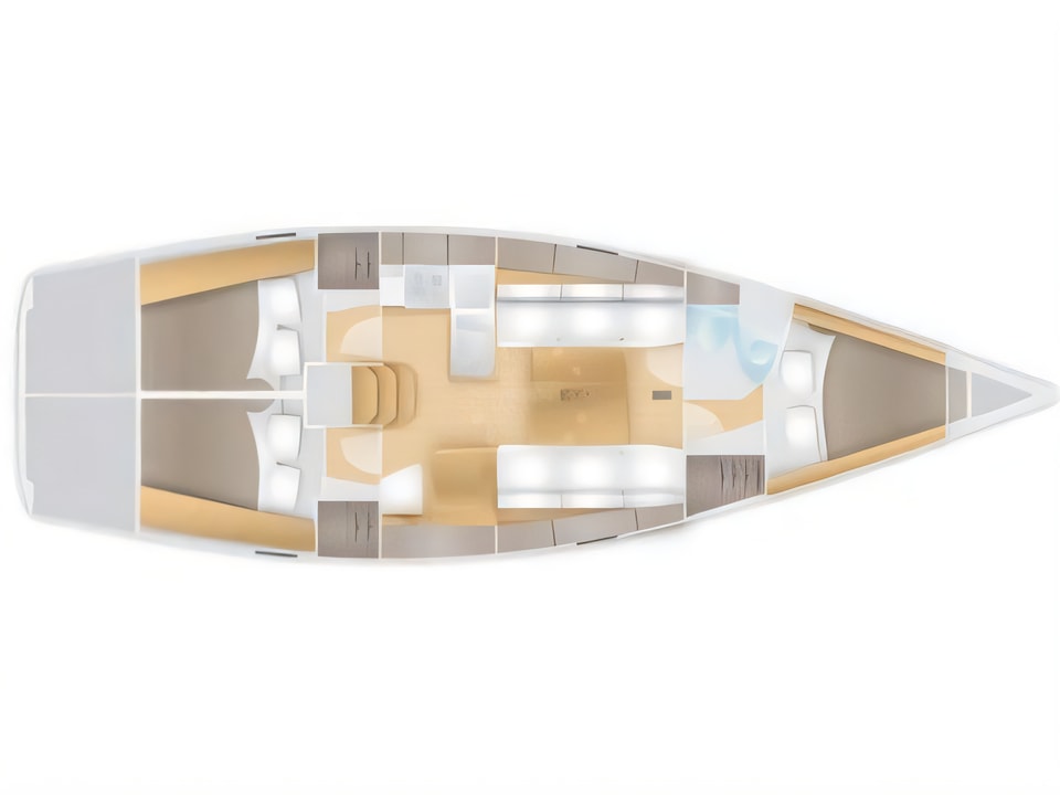Layout of Salona 38 sail boat with 3 cabins Croatia yacht charter
