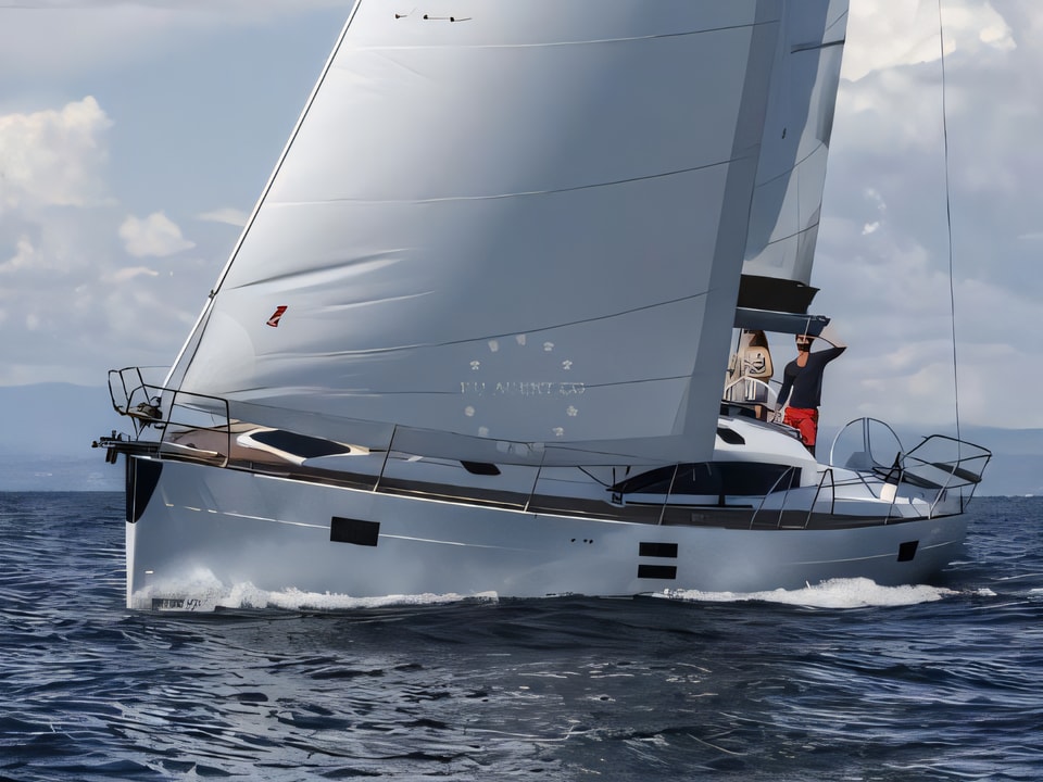 Exterior overview of Elan 45 Impression - with AC sail boat for charter from Zadar Marina Zadar in the Zadar sailing area Croatia