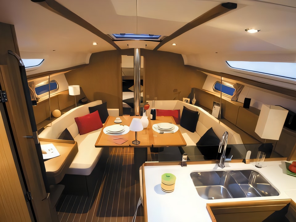 Interior of Sun Odyssey 39i sail boat with 3 cabins Croatia yacht charter