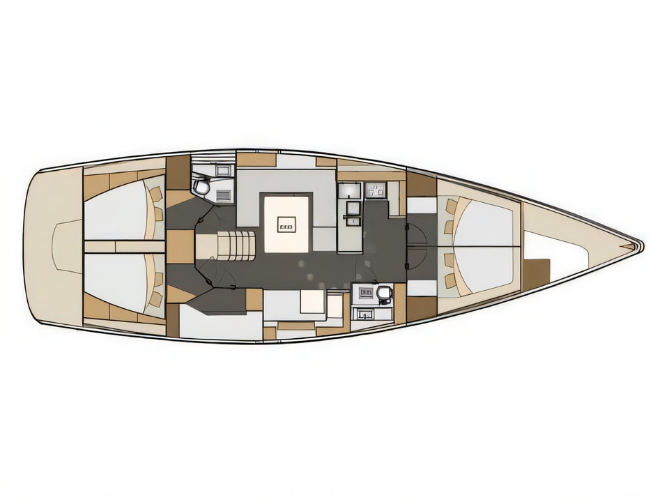 Layout of Elan 50 Impression sail boat with 5 cabins Croatia yacht charter