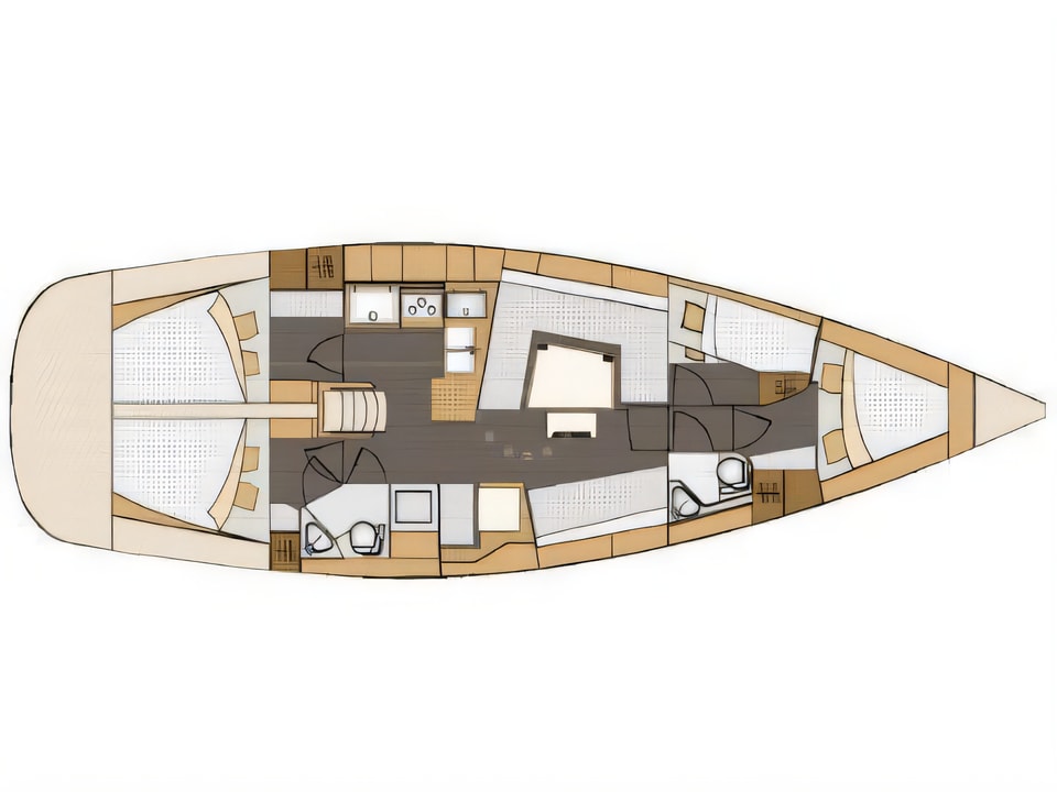 Layout of Elan 45 Impression sail boat with 4 cabins Croatia yacht charter