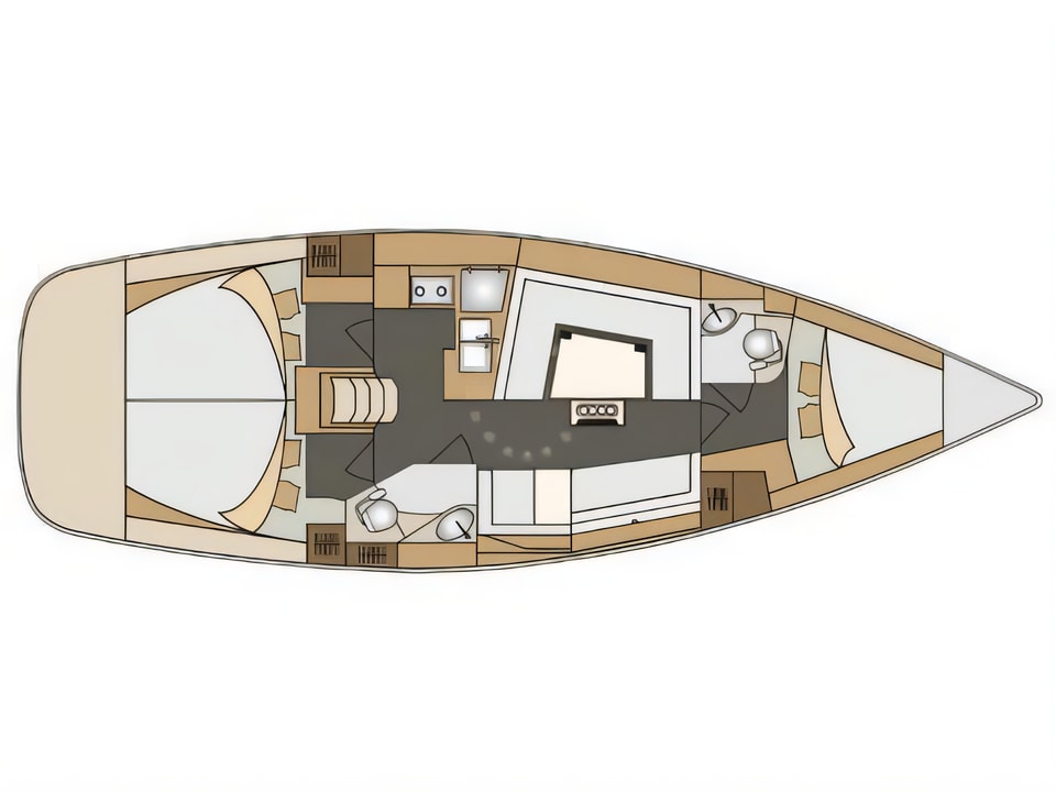 Layout of Elan 40 Impression sail boat with 3 cabins Croatia yacht charter