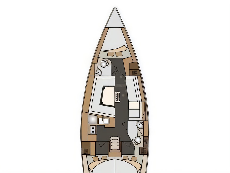 Layout of Elan 40 Impression sail boat with 3 cabins Croatia yacht charter