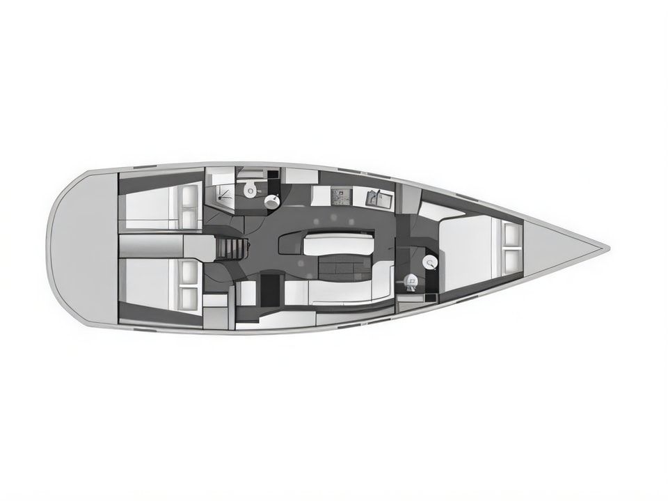 Layout of Allures 45 sail boat with 3 cabins Croatia yacht charter