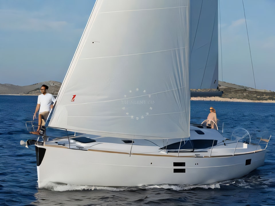 Exterior overview of Elan Impression 40 sail boat for charter from SCT Marina Trogir in the Split sailing area Croatia