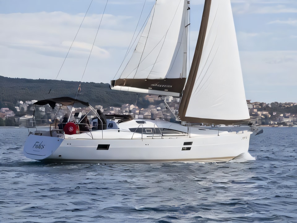 Exterior overview of Elan Impression 40 sail boat for charter from SCT Marina Trogir in the Split sailing area Croatia