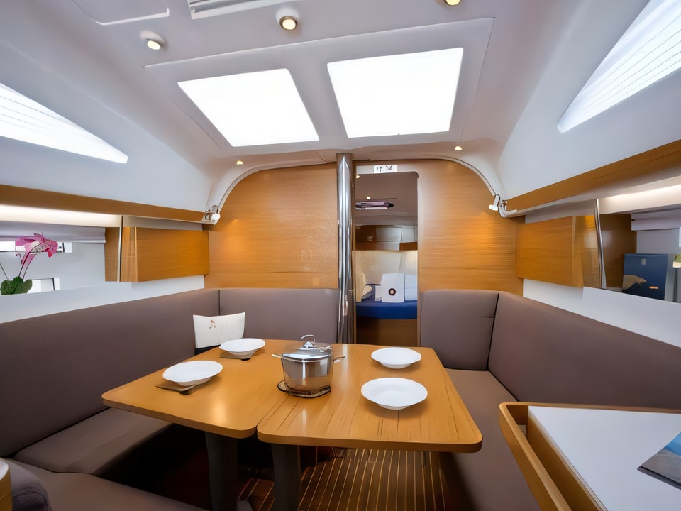 Interior of Elan Impression 40 sail boat with 3 cabins Croatia yacht charter