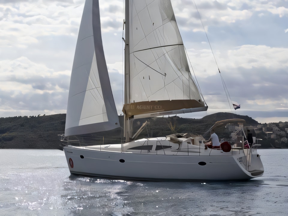 Exterior overview of Elan 434 Impression sail boat for charter from SCT Marina Trogir in the Split sailing area Croatia