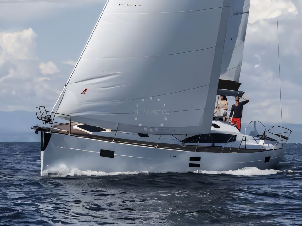 Exterior overview of Elan Impression 45 sail boat for charter from SCT Marina Trogir in the Split sailing area Croatia