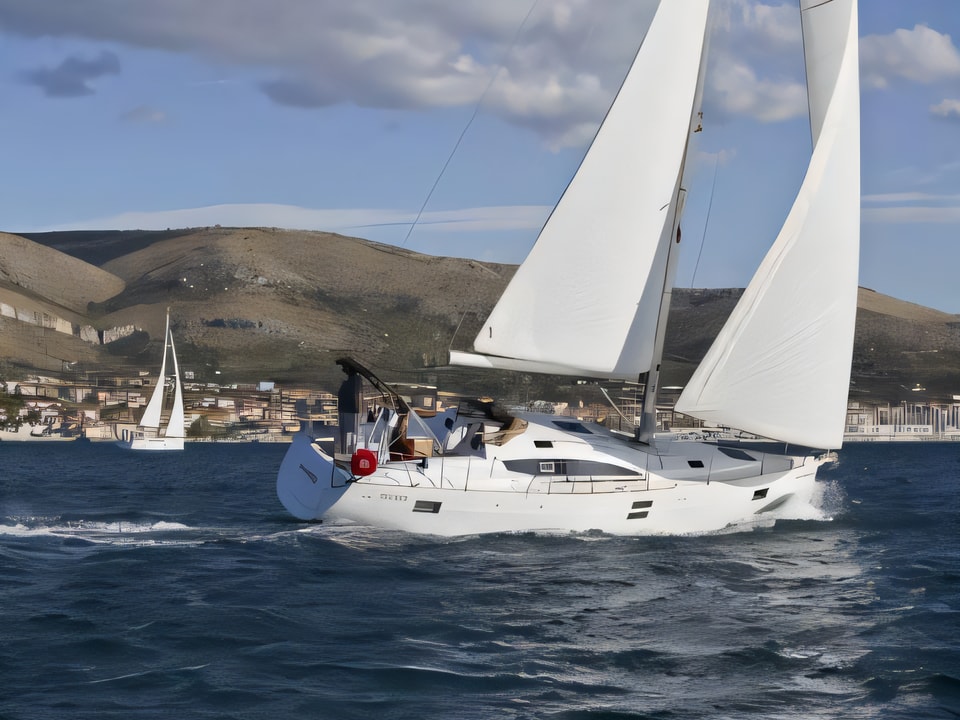 Exterior overview of Elan Impression 45 sail boat for charter from SCT Marina Trogir in the Split sailing area Croatia
