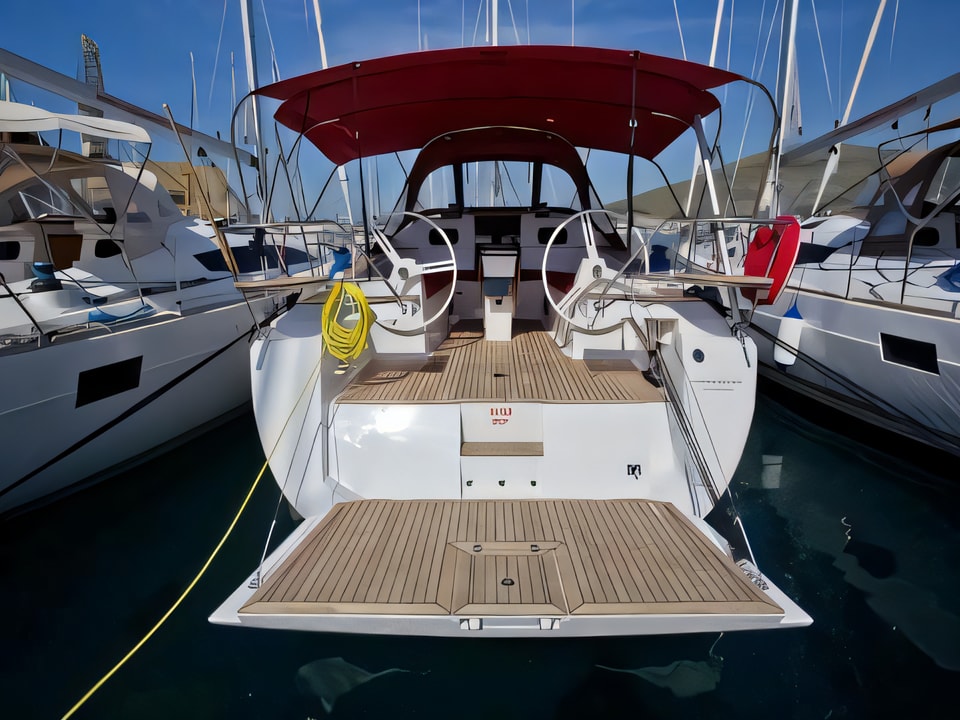 Exterior overview of Elan Impression 45 sail boat for charter from SCT Marina Trogir in the Split sailing area Croatia