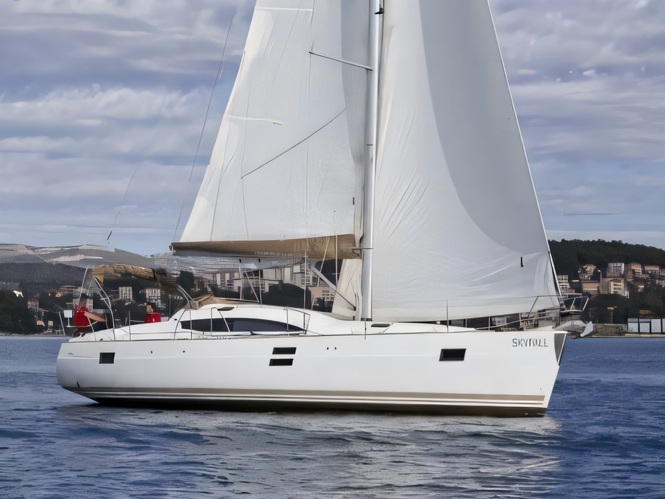 Exterior overview of Elan Impression 45 sail boat for charter from SCT Marina Trogir in the Split sailing area Croatia