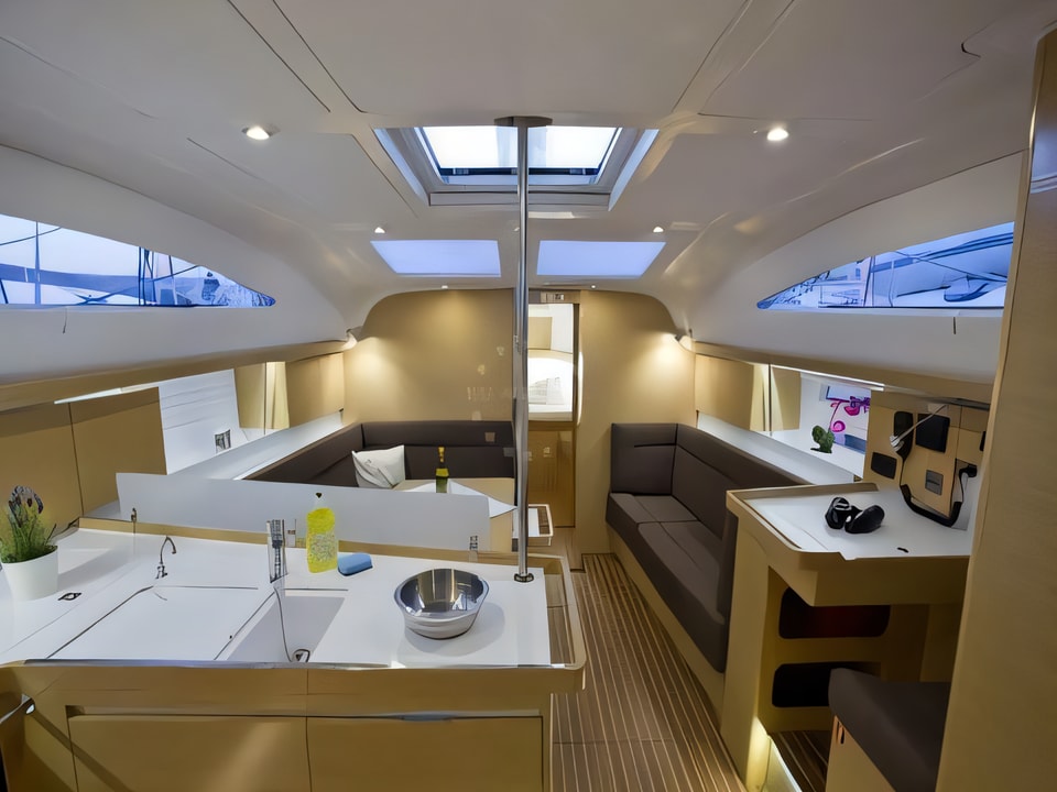 Interior of Elan Impression 45 sail boat with 4 cabins Croatia yacht charter