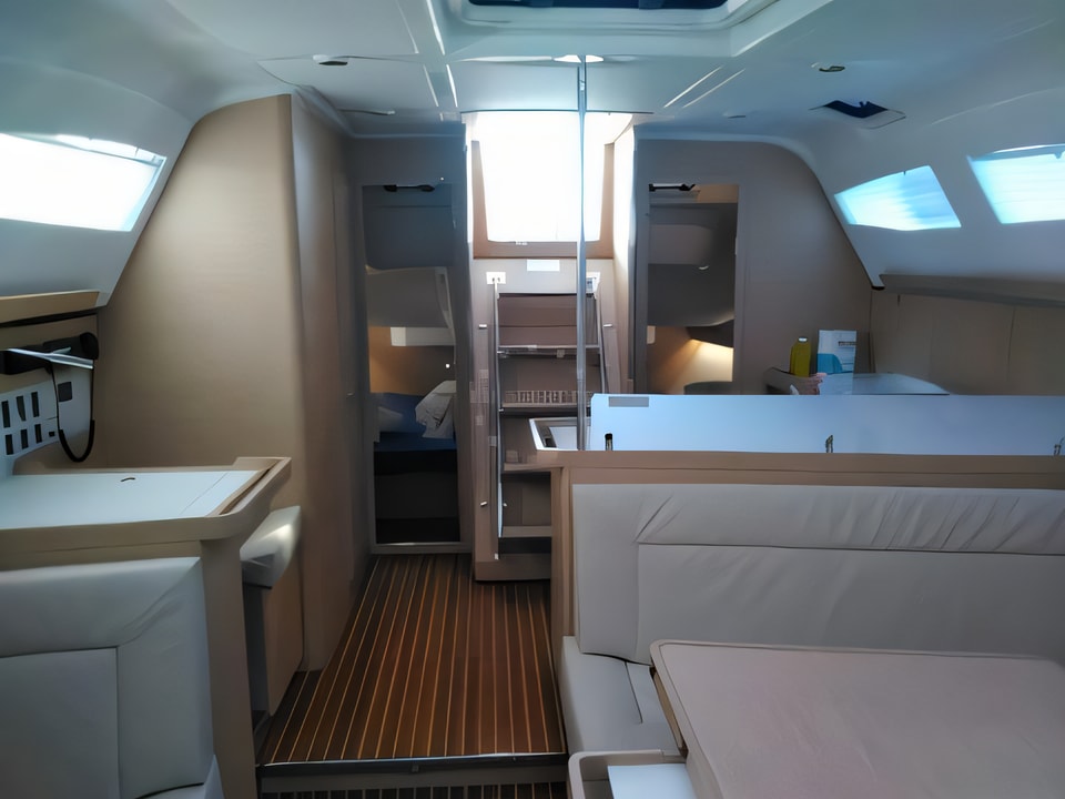 Interior of Elan Impression 45 sail boat with 4 cabins Croatia yacht charter