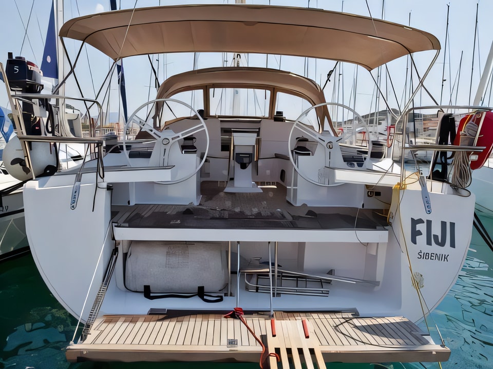 Exterior overview of Elan 494 Impression sail boat for charter from SCT Marina Trogir in the Split sailing area Croatia