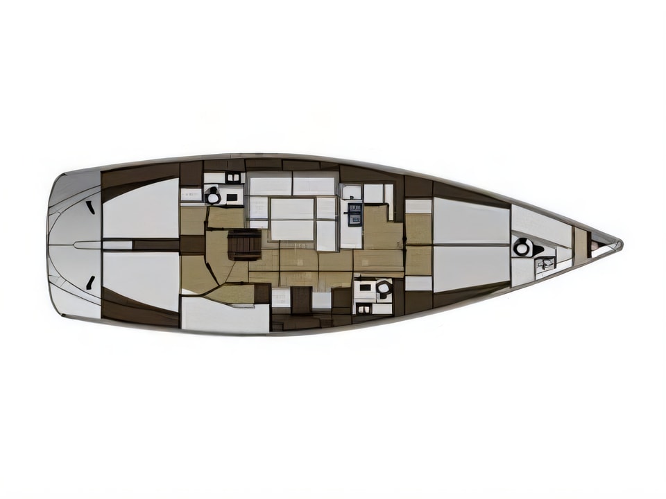 Layout of Elan 494 Impression sail boat with 6 cabins Croatia yacht charter