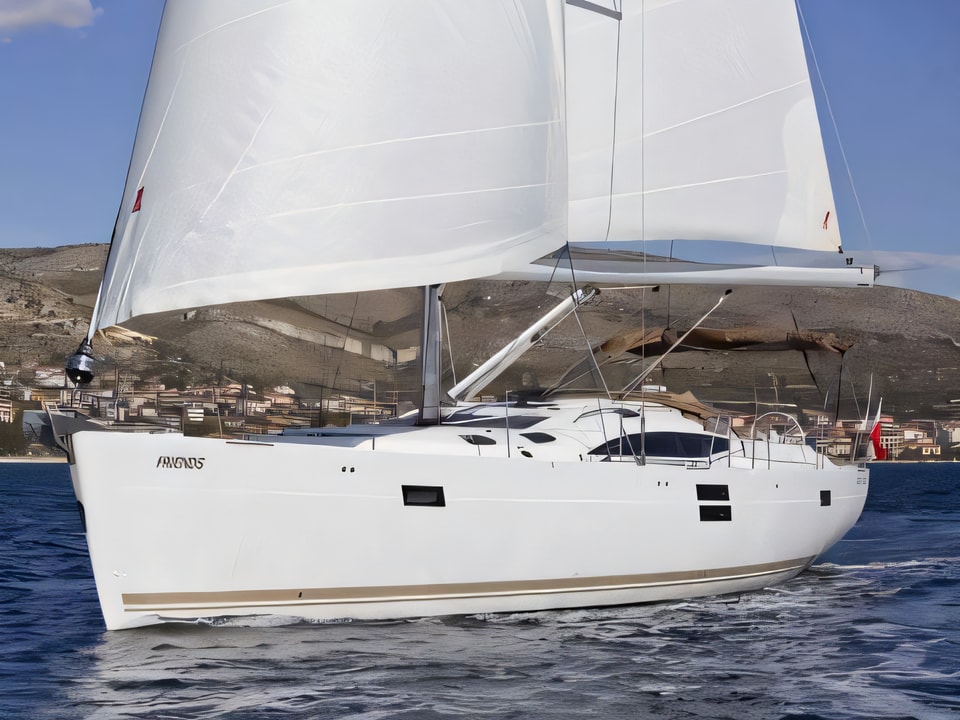Exterior overview of Elan Impression 50 sail boat for charter from SCT Marina Trogir in the Split sailing area Croatia