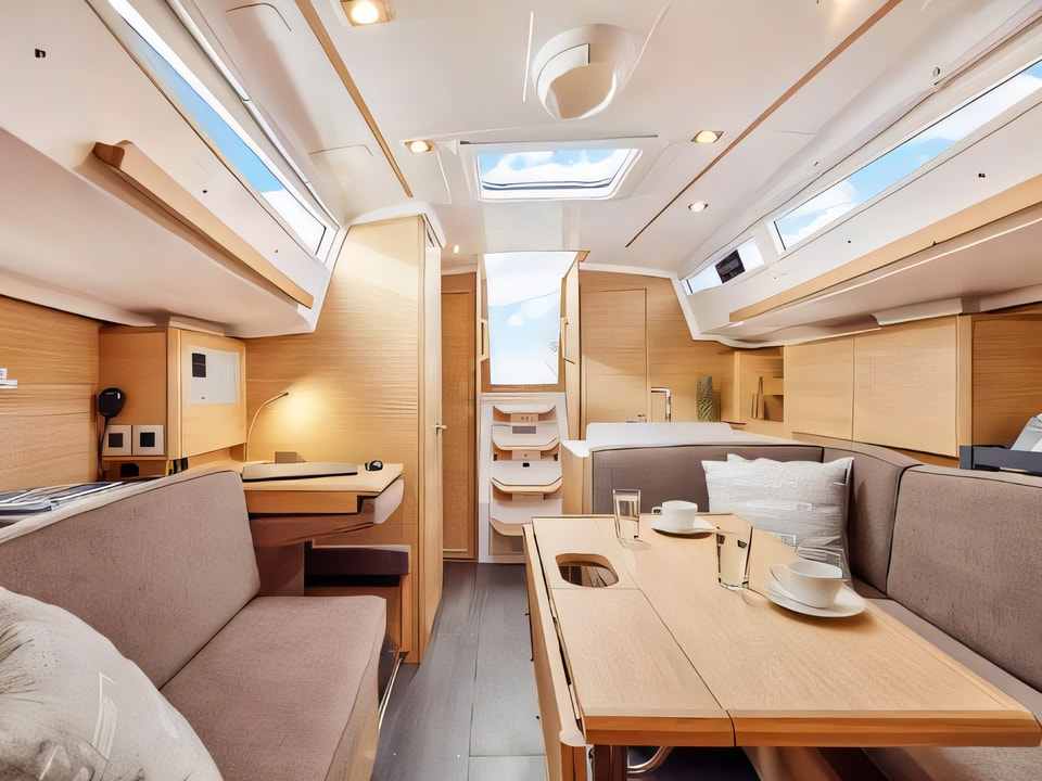 Interior of Elan E4 sail boat with 3 cabins Croatia yacht charter