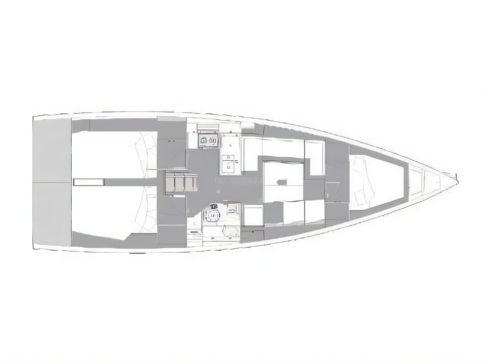 Layout of Elan E4 sail boat with 3 cabins Croatia yacht charter