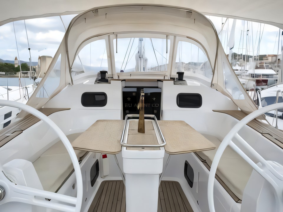 Exterior overview of Elan Impression 50 sail boat for charter from SCT Marina Trogir in the Split sailing area Croatia