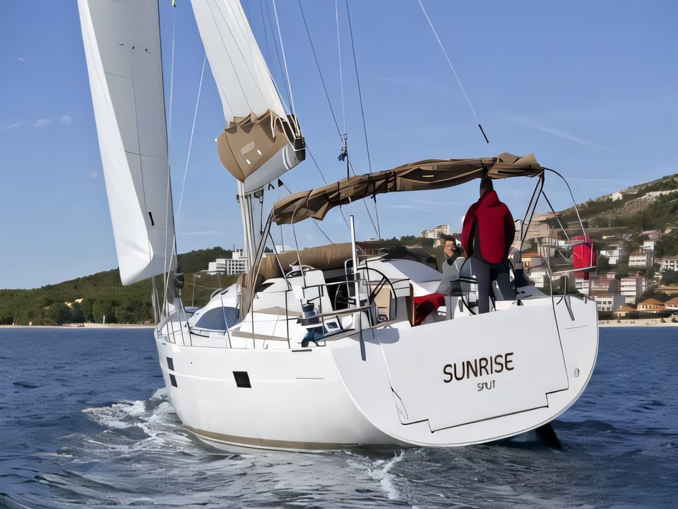 Exterior overview of Elan Impression 50 sail boat for charter from SCT Marina Trogir in the Split sailing area Croatia