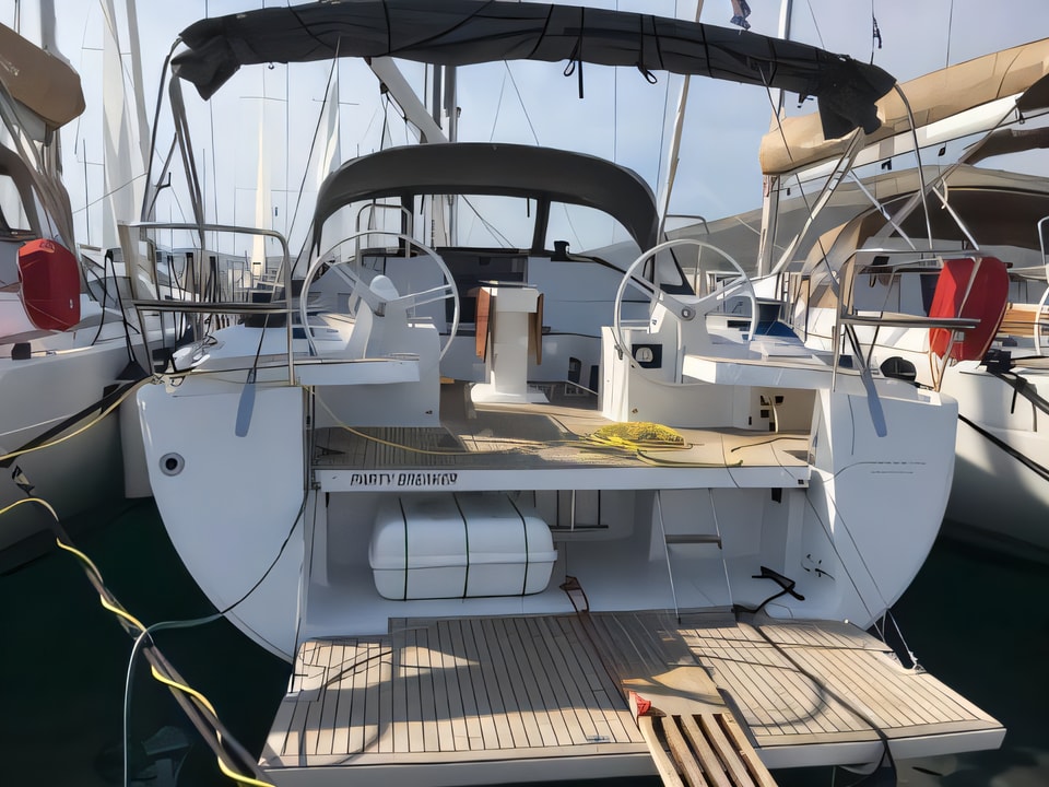 Exterior overview of Elan Impression 50 sail boat for charter from SCT Marina Trogir in the Split sailing area Croatia