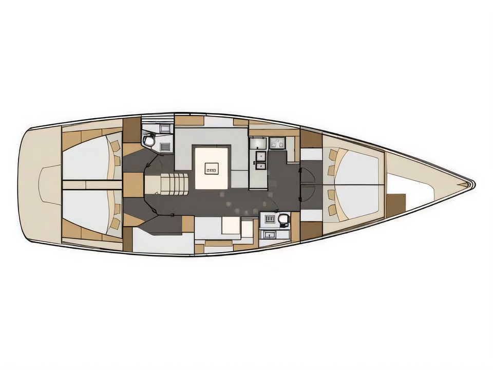 Layout of Elan Impression 50 sail boat with 6 cabins Croatia yacht charter
