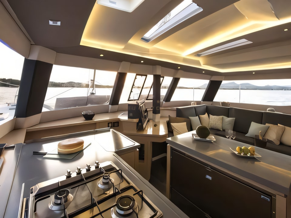 Interior of Saba 50 catamaran with 7 cabins Croatia yacht charter