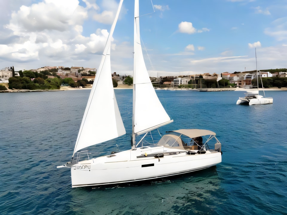 Exterior overview of Sun Odyssey 349 sail boat for charter from Pula Tehnomont Marina Veruda in the Istria / Kvarner sailing area Croatia