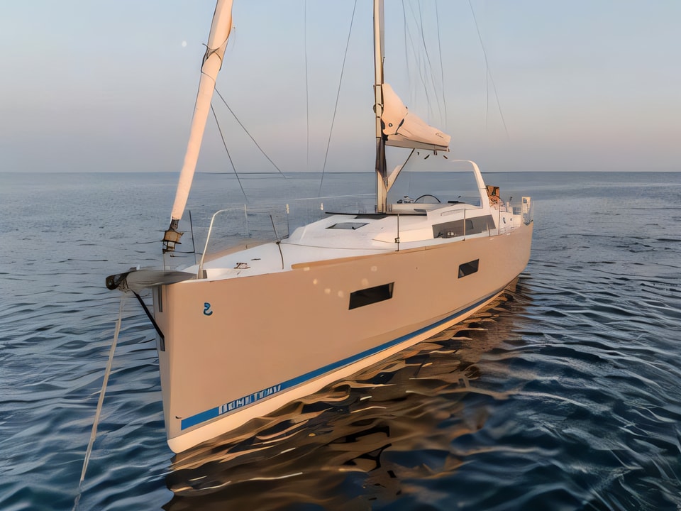 Exterior overview of Oceanis 38 sail boat for charter from Pula Tehnomont Marina Veruda in the Istria / Kvarner sailing area Croatia