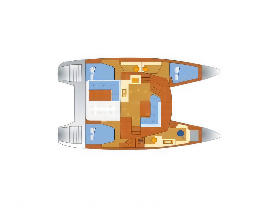 Layout of Lucia 40 - 3 cab catamaran with 3 cabins Croatia yacht charter