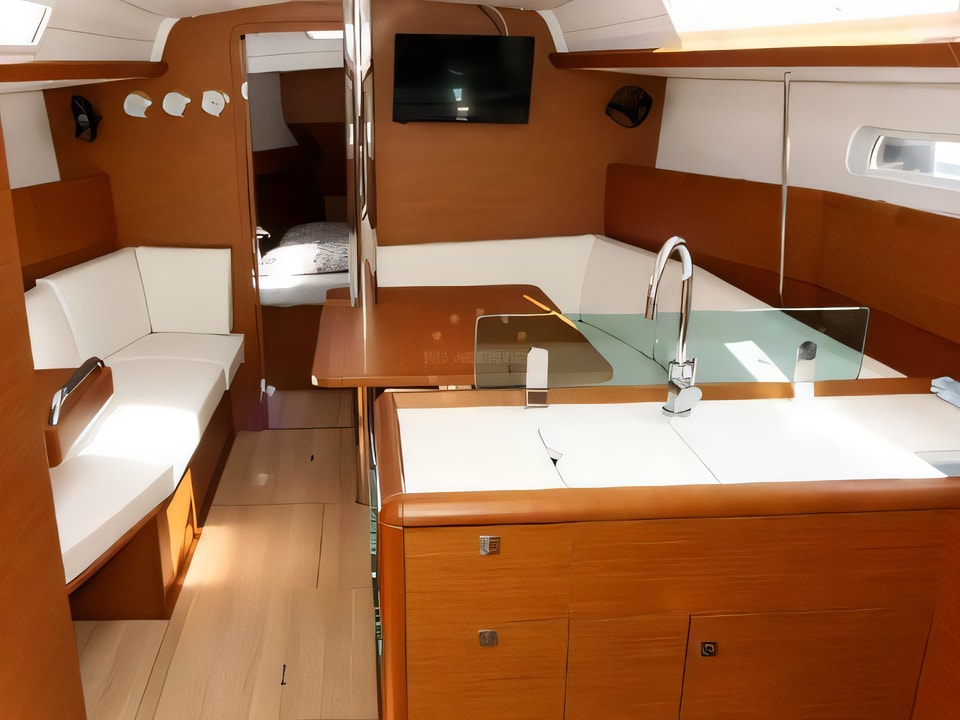 Interior of Sun Odyssey 389 sail boat with 3 cabins Croatia yacht charter