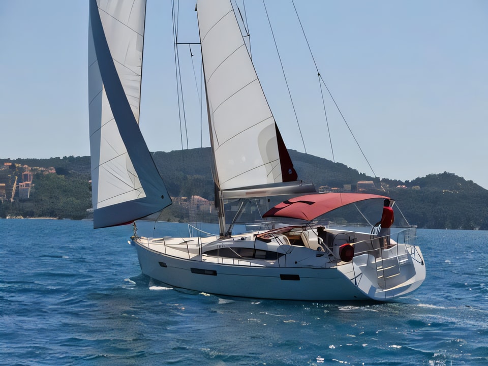 Exterior overview of Jeanneau 53 sail boat for charter from Seget Donji Marina Baotic in the Split sailing area Croatia