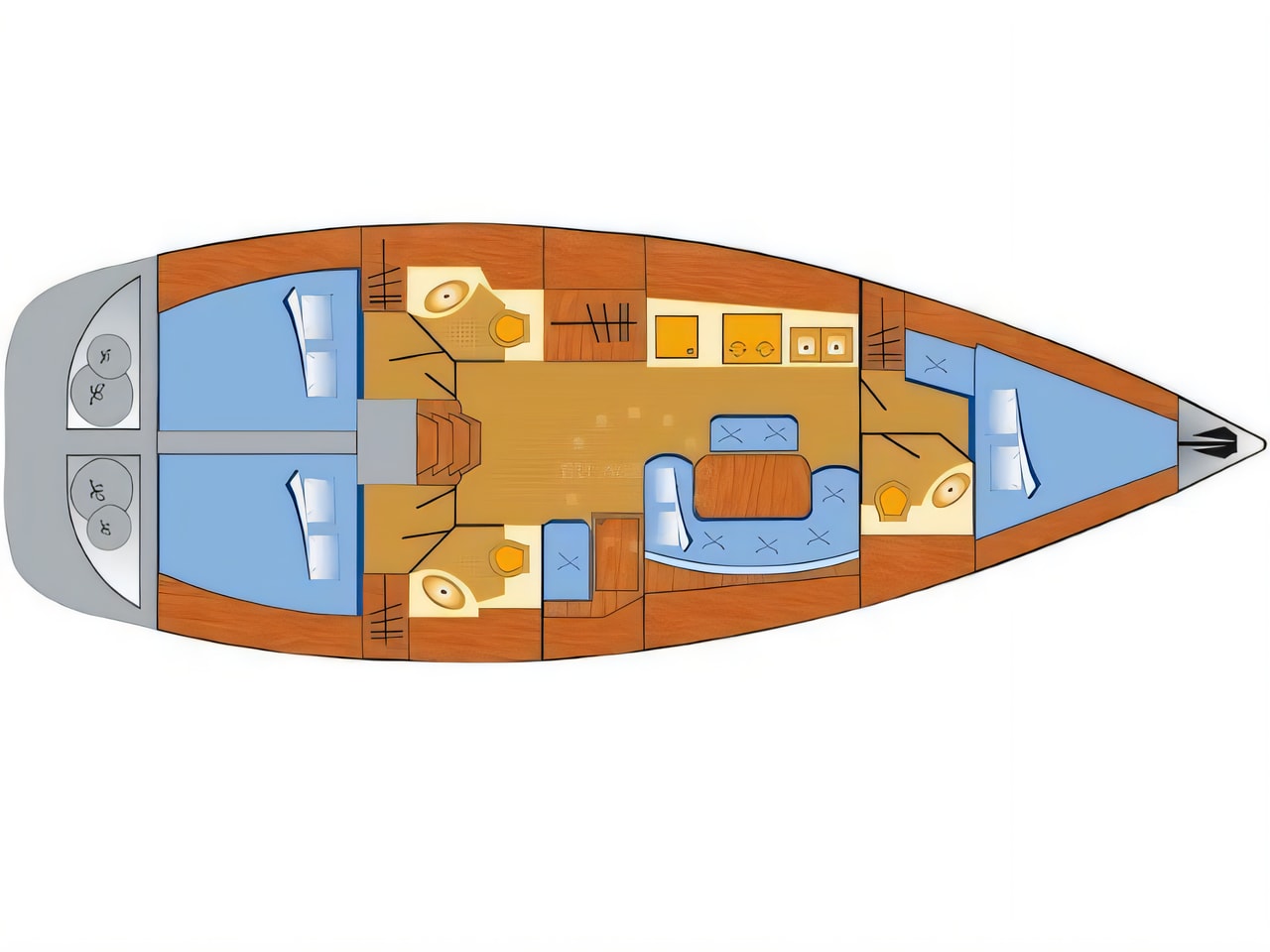Interior of Cyclades 43.3 sail boat with 3 cabins Croatia yacht charter