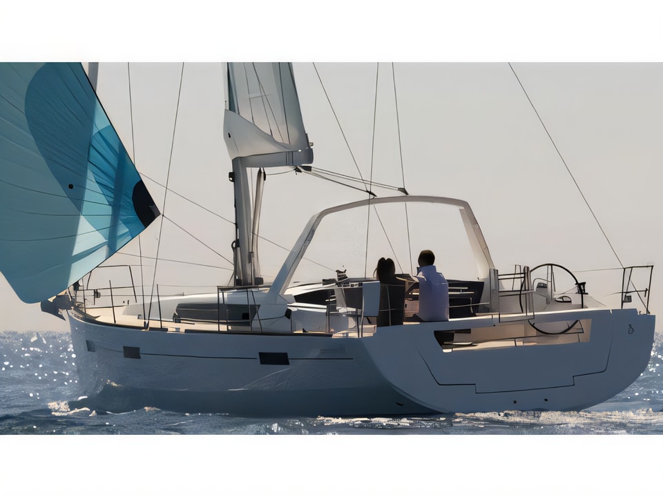 Exterior overview of Oceanis 45 sail boat for charter from Pula Tehnomont Marina Veruda in the Istria / Kvarner sailing area Croatia