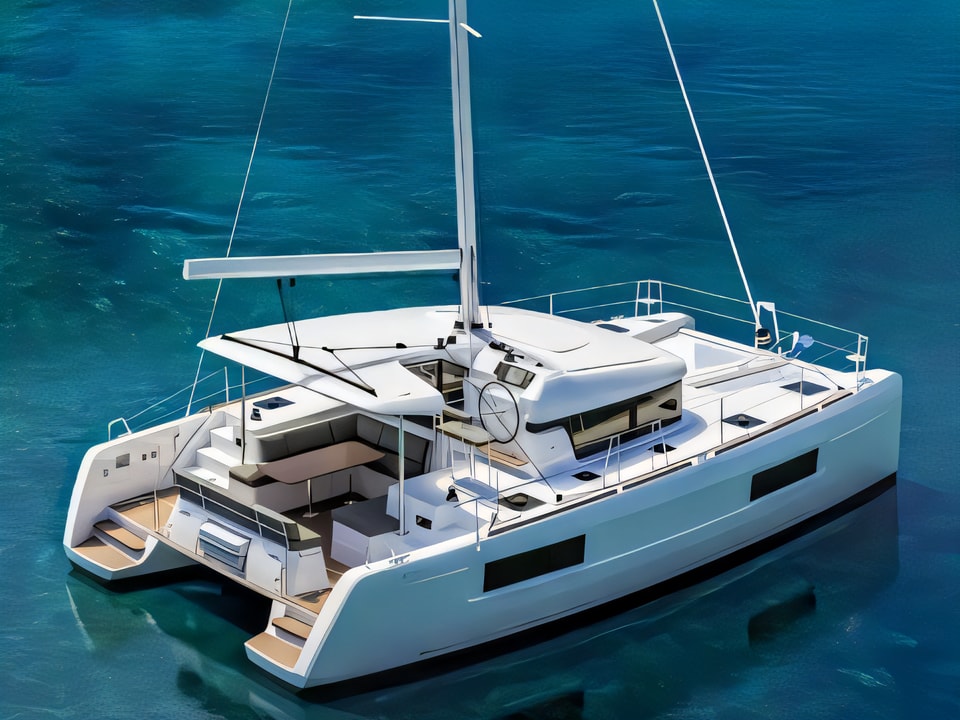 Exterior overview of Lagoon 40 catamaran for charter from SCT Marina Trogir in the Split sailing area Croatia