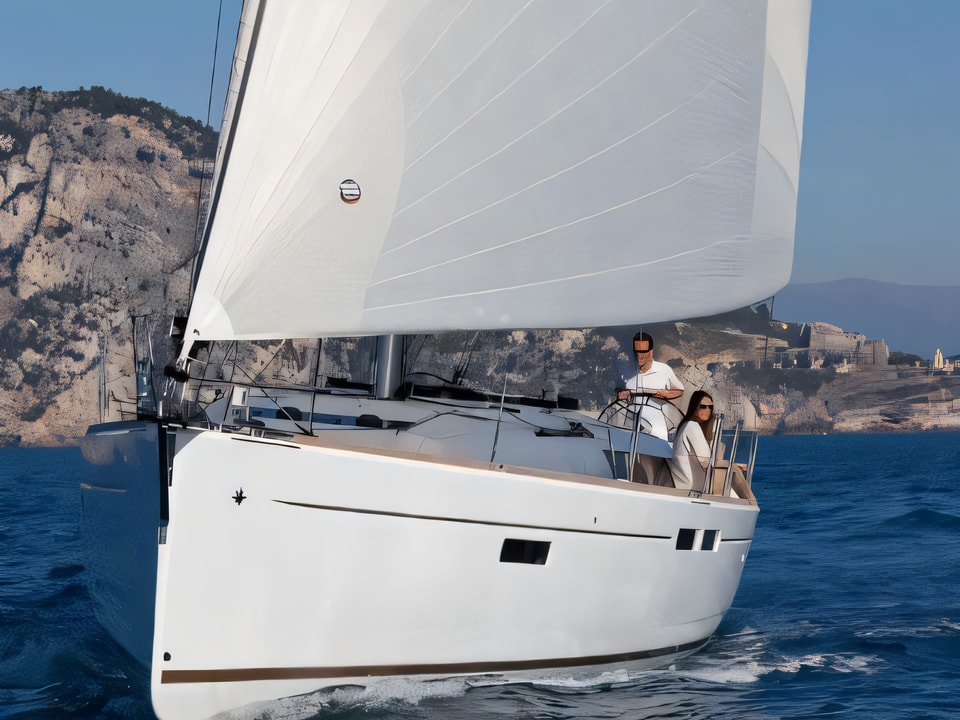 Exterior overview of Sun Odyssey 479 sail boat for charter from Pula Tehnomont Marina Veruda in the Istria / Kvarner sailing area Croatia