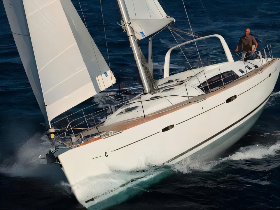 Exterior overview of Oceanis 50 sail boat for charter from Pula Tehnomont Marina Veruda in the Istria / Kvarner sailing area Croatia