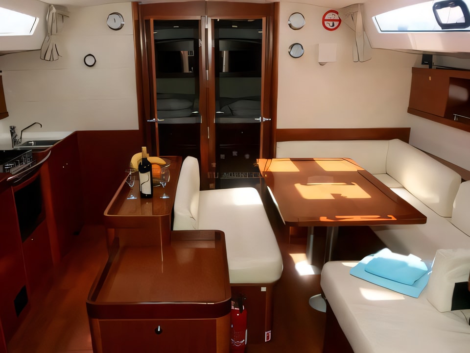 Interior of Oceanis 50 sail boat with 6 cabins Croatia yacht charter