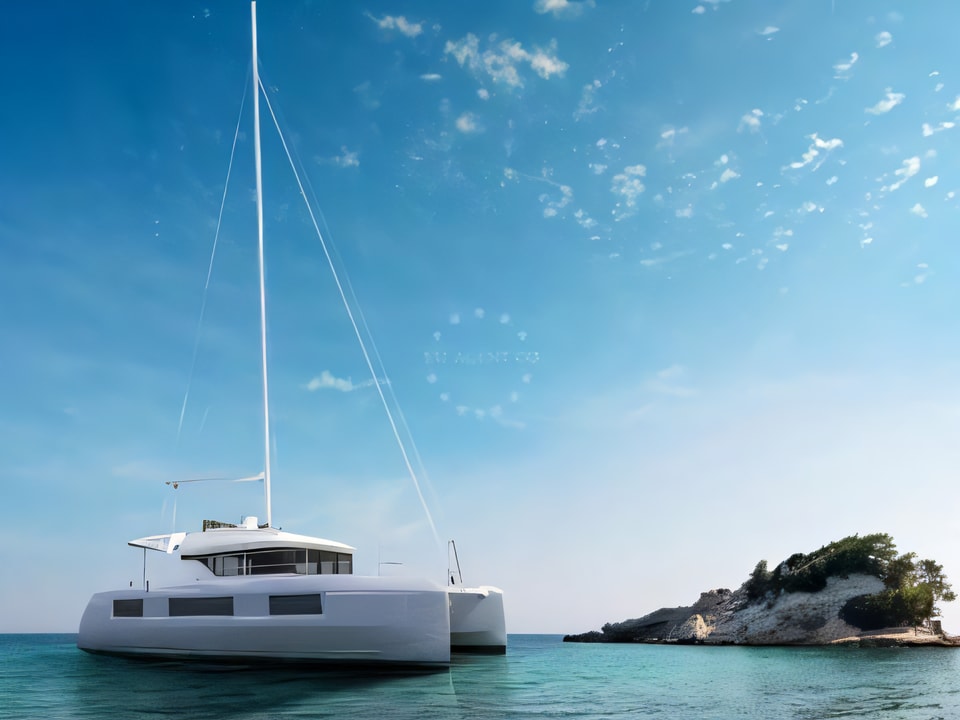 Exterior overview of Lagoon 50 F catamaran for charter from Seget Donji Marina Baotic in the Split sailing area Croatia