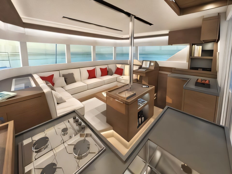 Interior of Lagoon 50 F catamaran with 6 cabins Croatia yacht charter
