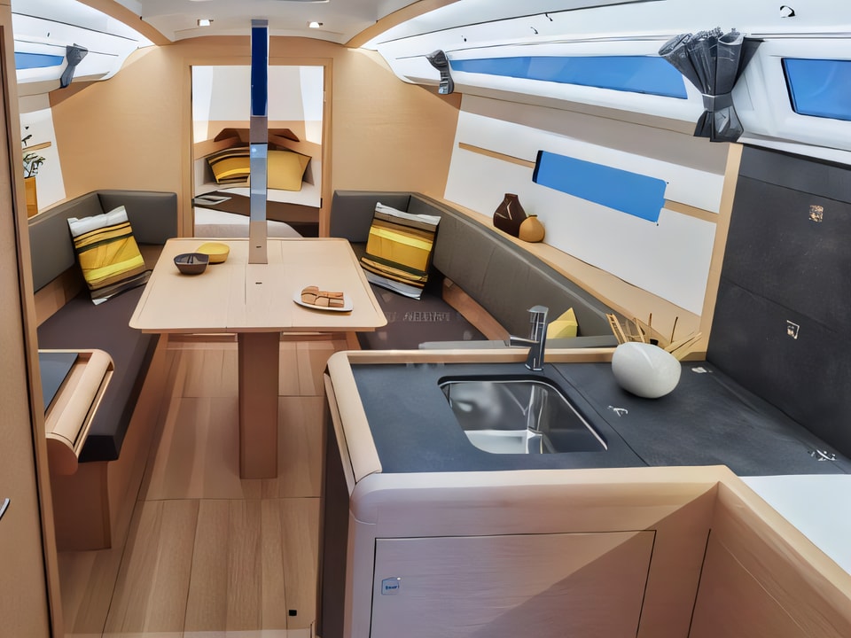 Interior of Sun Odyssey 349 sail boat with 2 cabins Croatia yacht charter