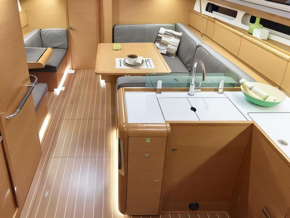 Interior of Sun Odyssey 419 sail boat with 3 cabins Croatia yacht charter