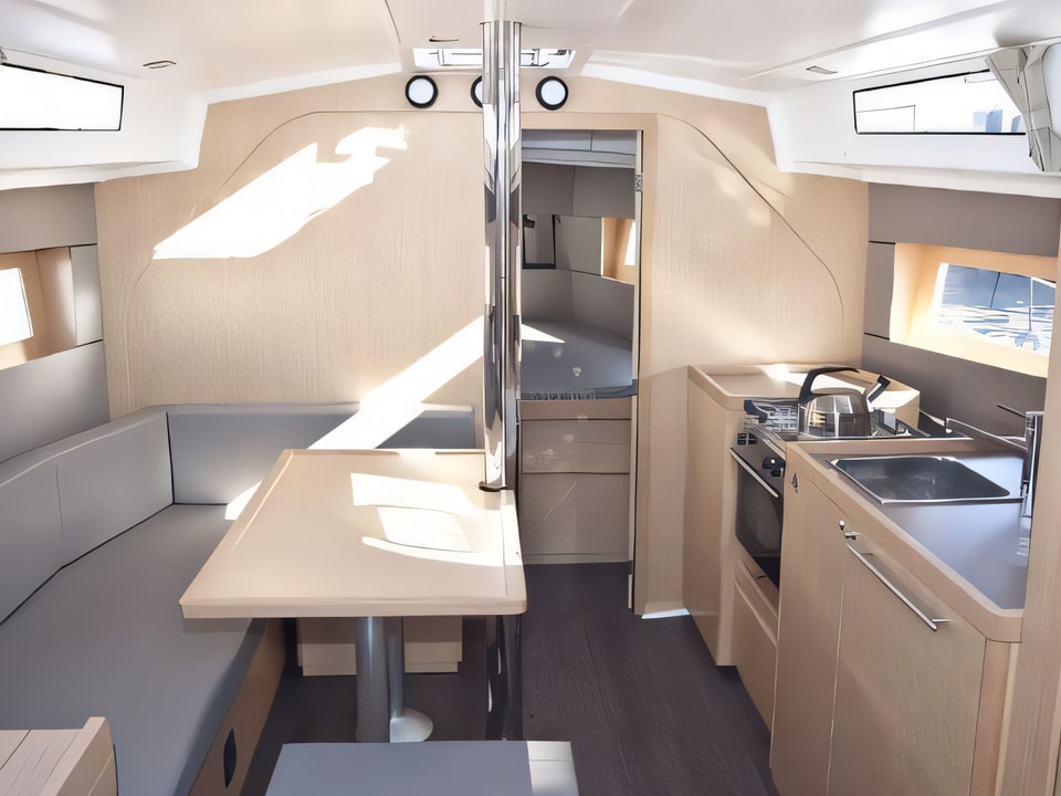 Interior of Oceanis 38 sail boat with 3 cabins Croatia yacht charter