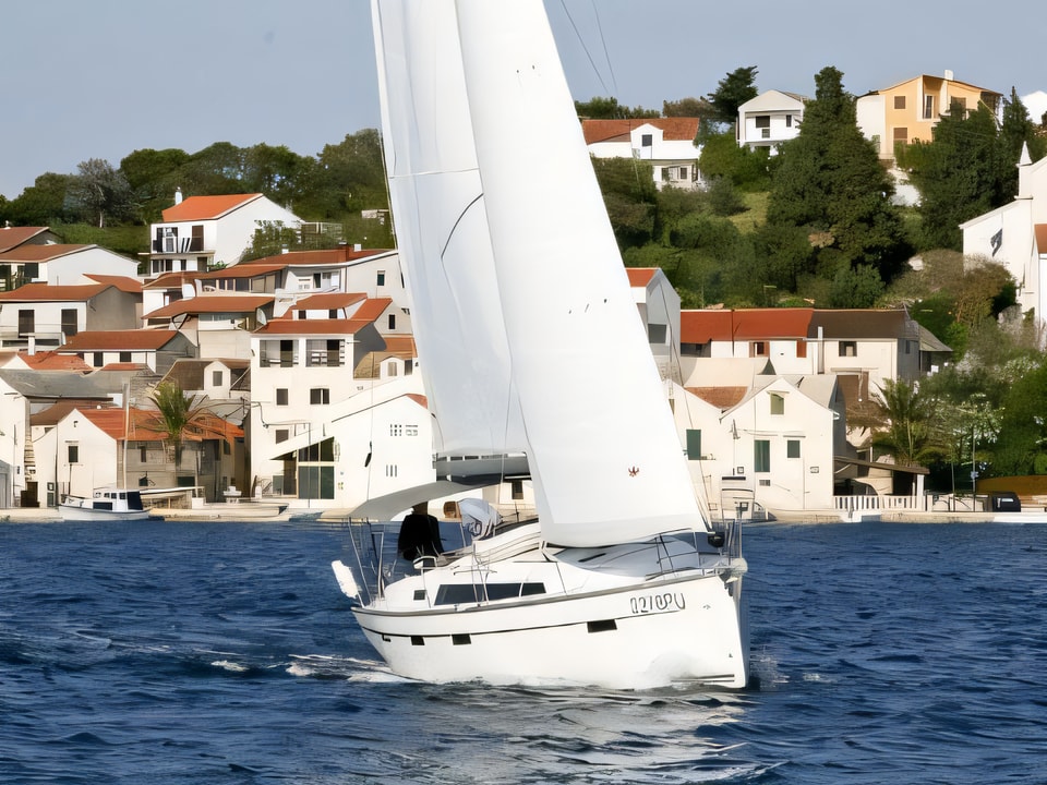 Exterior overview of Bavaria Cruiser 41 sail boat for charter from Rogoznica Marina Frapa in the Sibenik sailing area Croatia
