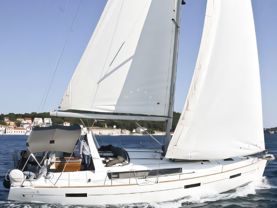 Exterior overview of Oceanis 41 sail boat for charter from Rogoznica Marina Frapa in the Sibenik sailing area Croatia