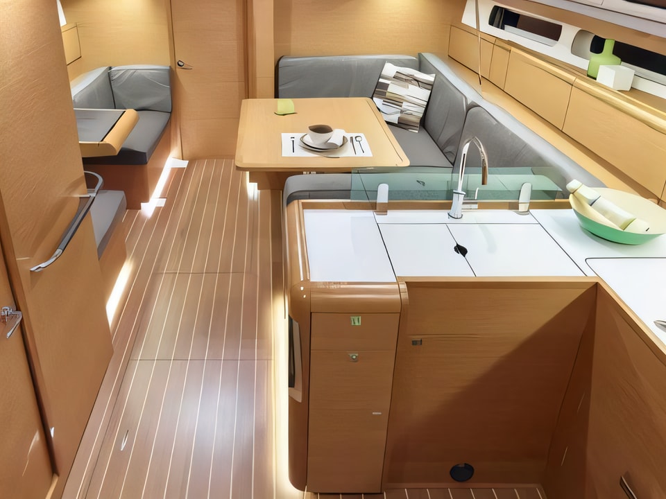 Interior of Sun Odyssey 419 sail boat with 3 cabins Croatia yacht charter