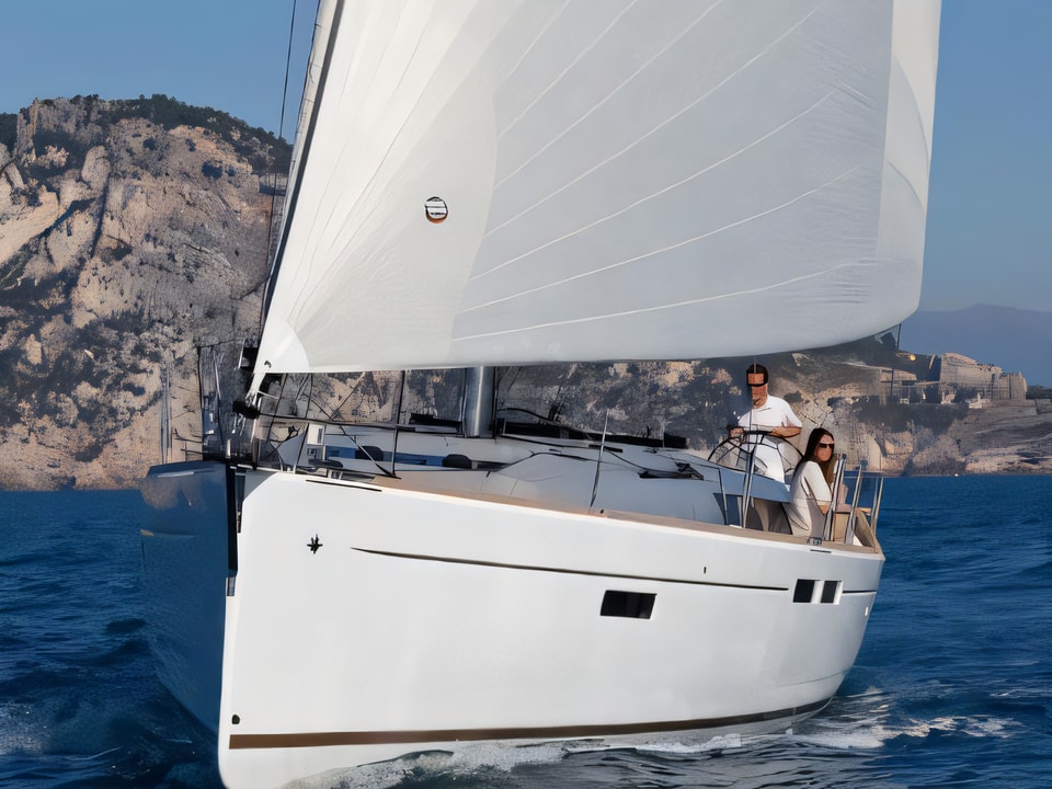 Exterior overview of Sun Odyssey 479 sail boat for charter from Rogoznica Marina Frapa in the Sibenik sailing area Croatia